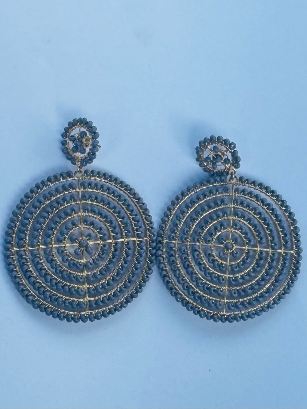 Lisi lerch Gold-Tone and grey Beaded Circular Drop Earrings
